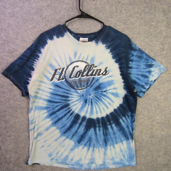 Ft Collins Shirt Mens Large Colorado Graphic Tie Dye Hanes Heavyweight - Picture 1 of 7